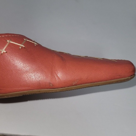 Danelle Women 8.5M Cone Heel Mules Coral Leather Boho Festival Y2K office Career - Picture 10 of 11